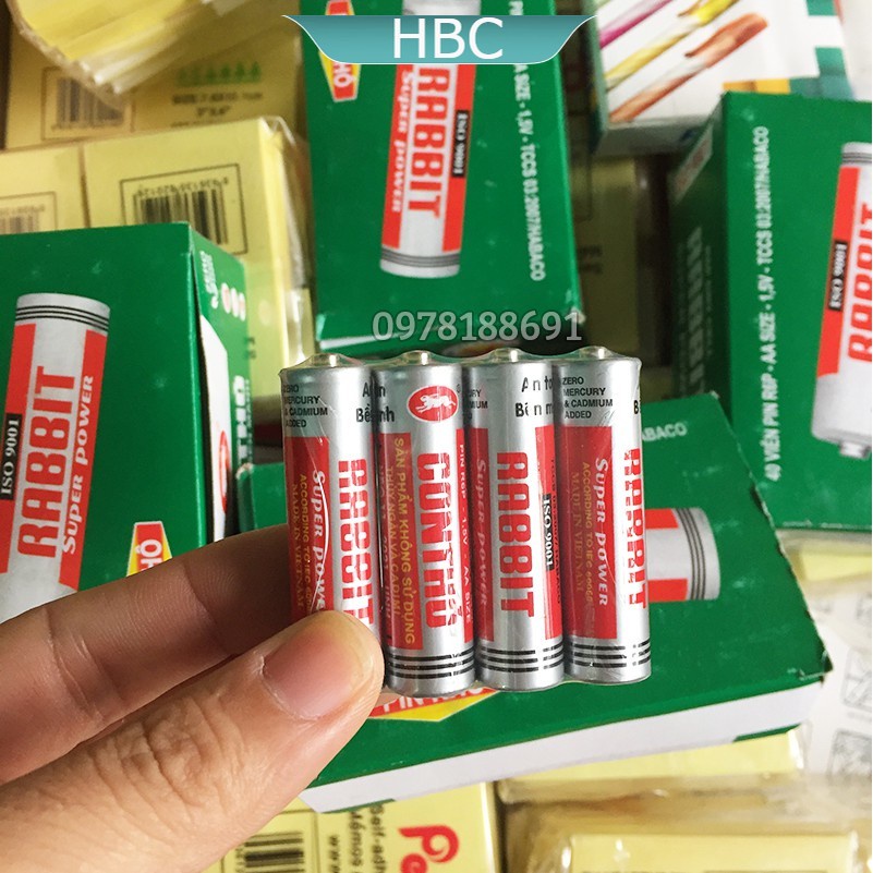 Vỉ 4 Viên Pin con thỏ 1,5v Loại to AA – Pin khô lắp đồ chơi,đồng hồ....