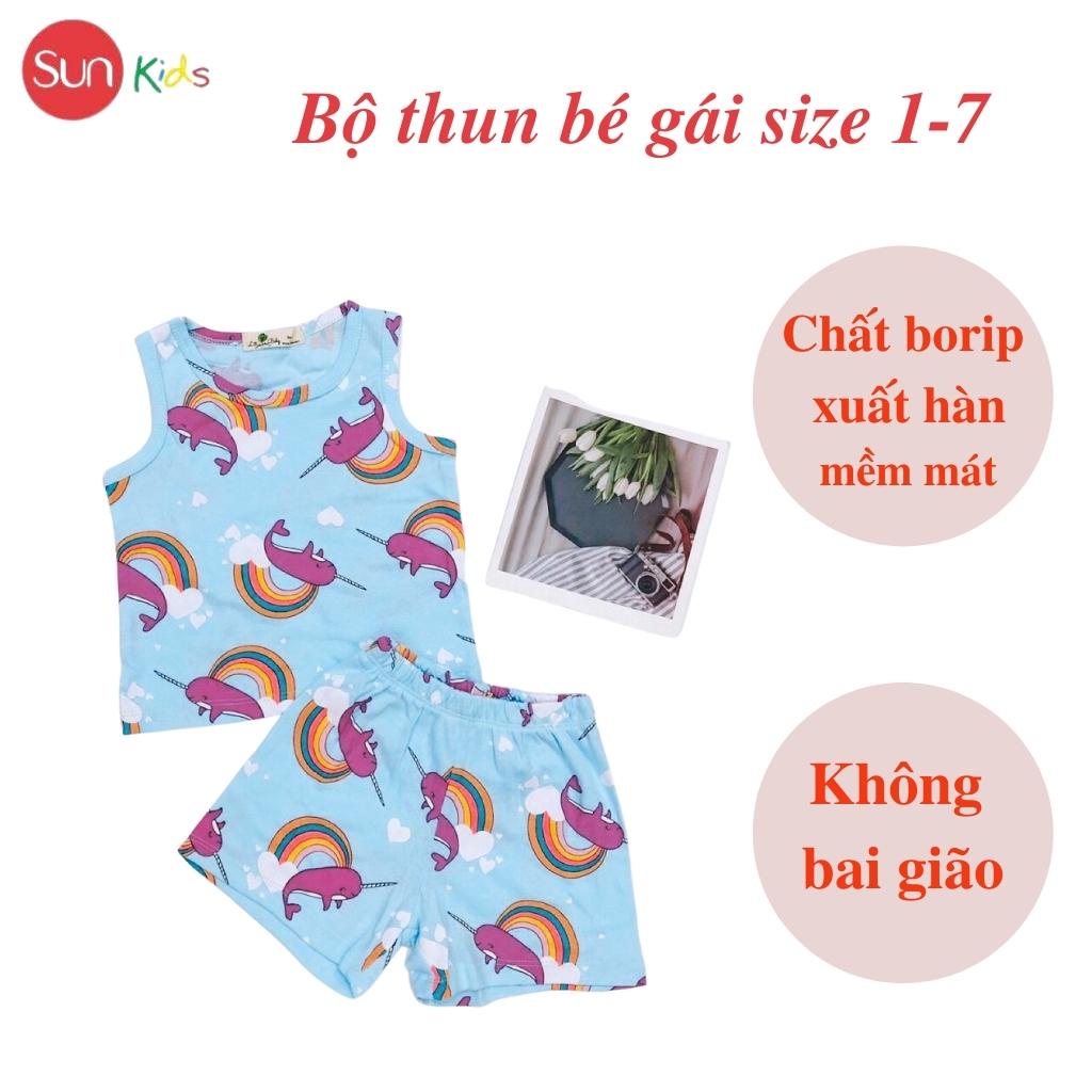 Đồ bộ thun bé gái, đồ bộ trẻ em chất cotton, có nhiều màu, size 1-7 tuổi - SUNKIDS