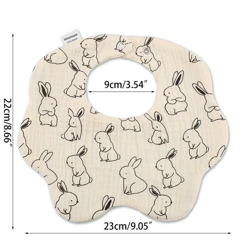 Yếm Ăn Vải Cotton Thoáng Khí Xoay 360 Độ In Hoạt Hình Xinh Xắn Cho Bé