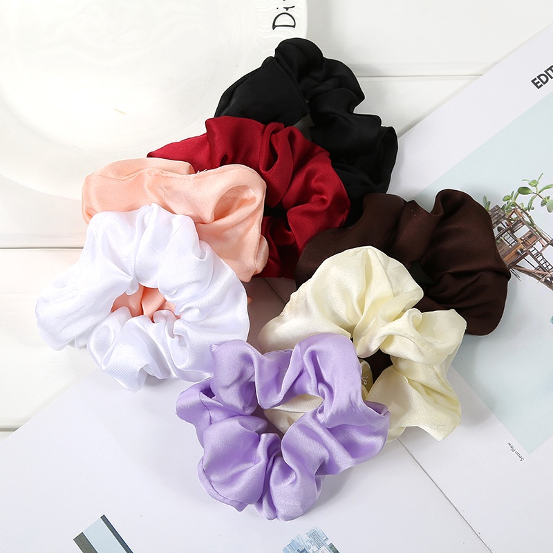 Thun buộc tóc Haimeikang chất liệu satin mềm mại cỡ lớn màu trơn