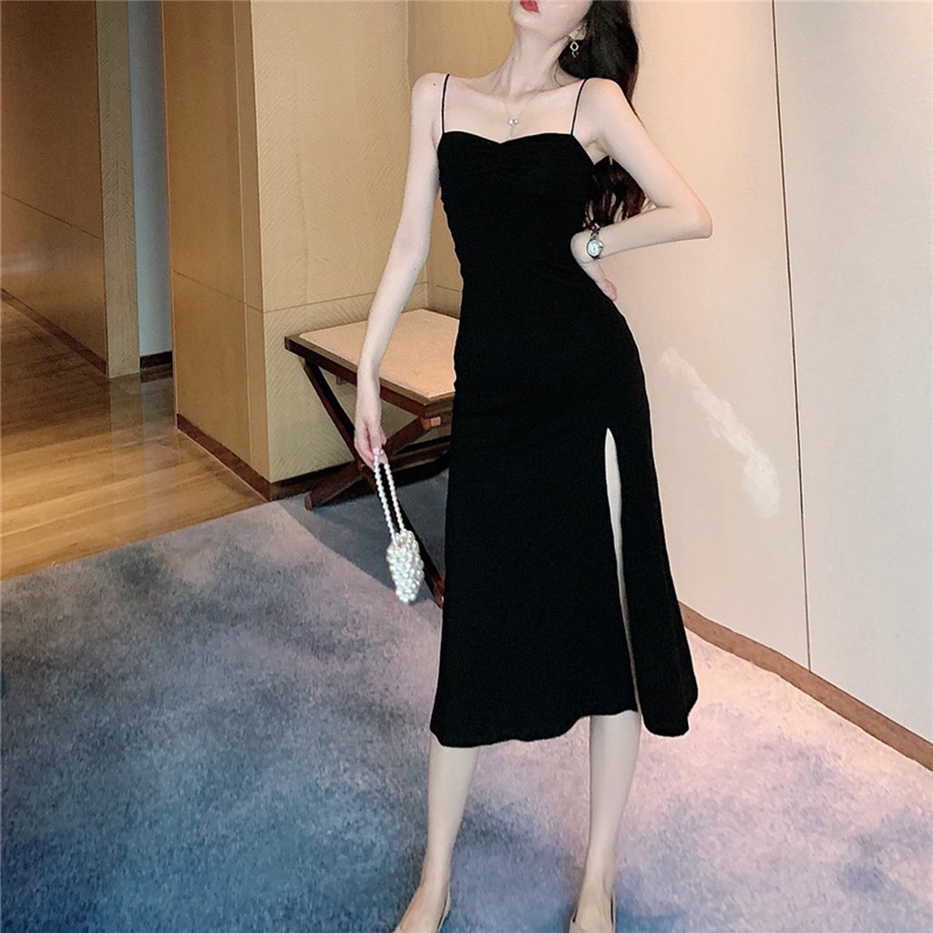 (SẴN ĐEN S,M) Váy Hai Dây Body Dáng Dài Xẻ Đùi Sexy | BigBuy360 - bigbuy360.vn