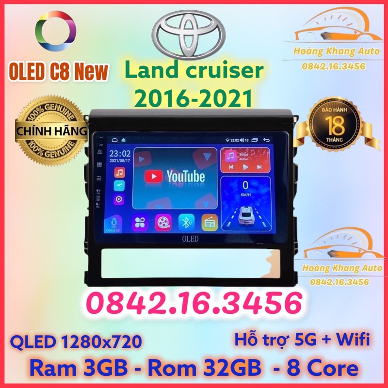 Màn hình android OLED C8 New theo xe Land cruiser 2016 - 2021 kèm dưỡng và jack nguồn zin theo xe