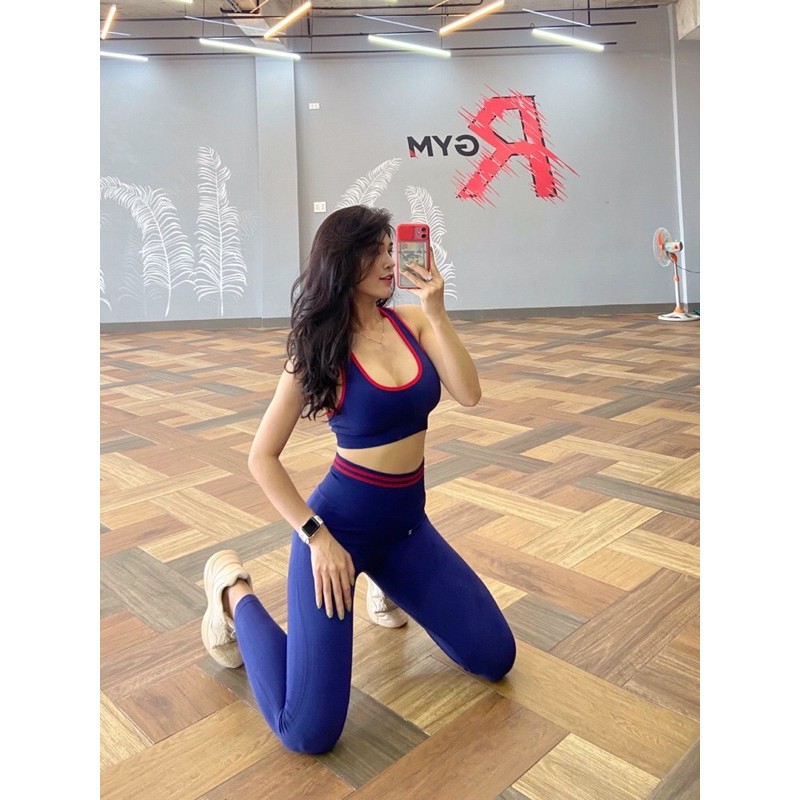 BỘ TẬP GYM YOGA VIỀN MÀU BO SỌC MỚI CAO CẤP