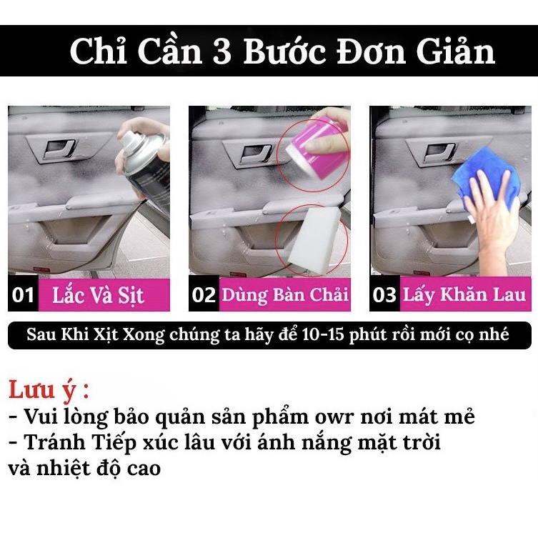 [CHÍNH HÃNG] Xịt bọt đa năng vệ sinh nội thất ô tô tẩy vết bẩn bề mặt nỉ da nhựa vải Flamingo 650ml F002