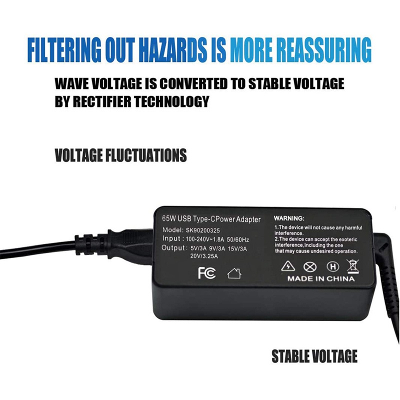 Bộ SạC Laptop 65W USB Type C Cho Lenovo Chromebook 100E ThinkPad T480 T580 Yoga C930