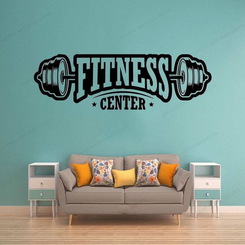 Decal dán kính FITNESS CENTER dán tường phòng gym trung tâm thể thao