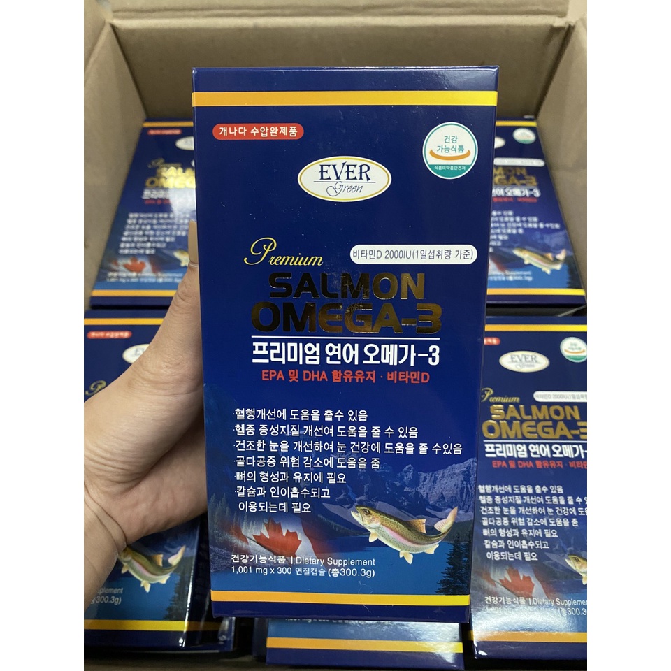 OMEGA3 Cá Hồi Xanh Hàn Quốc - Hộp 300 Viên