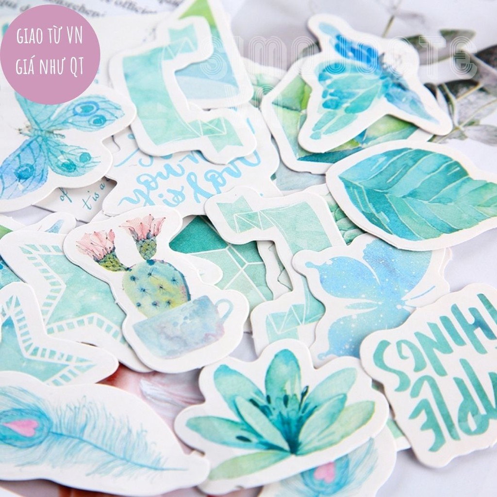 Hộp 46 miếng dán sticker thiết kế độc đáo dễ thương dùng trang trí tiện lợi Box Sticker ST100