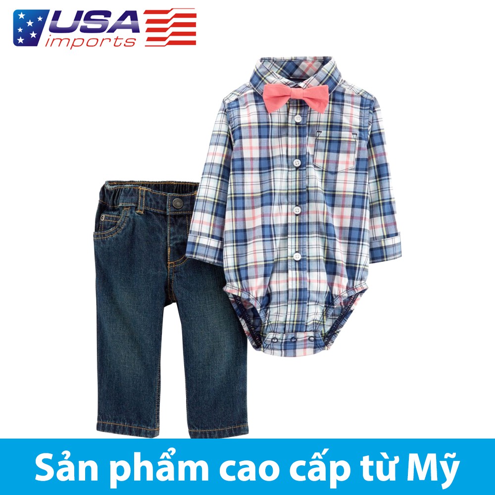 Set 3 bodysuit sơ mi kèm quần Car-tờ Auth Từ Mỹ (16518810)