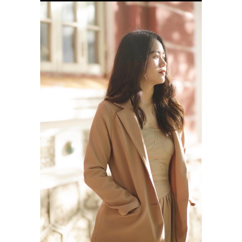 ÁO VEST NỮ-ÁO BLAZER DÁNG TRẺ KHOÁC NGOÀI 1 LỚP MÀU NÂU CÓ SIZE | BigBuy360 - bigbuy360.vn