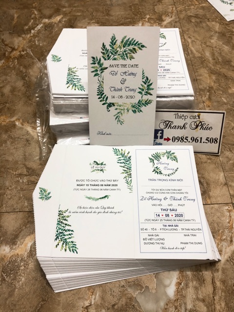 THIỆP LÁ XANH DƯƠNG SỈ PHONG BÌ