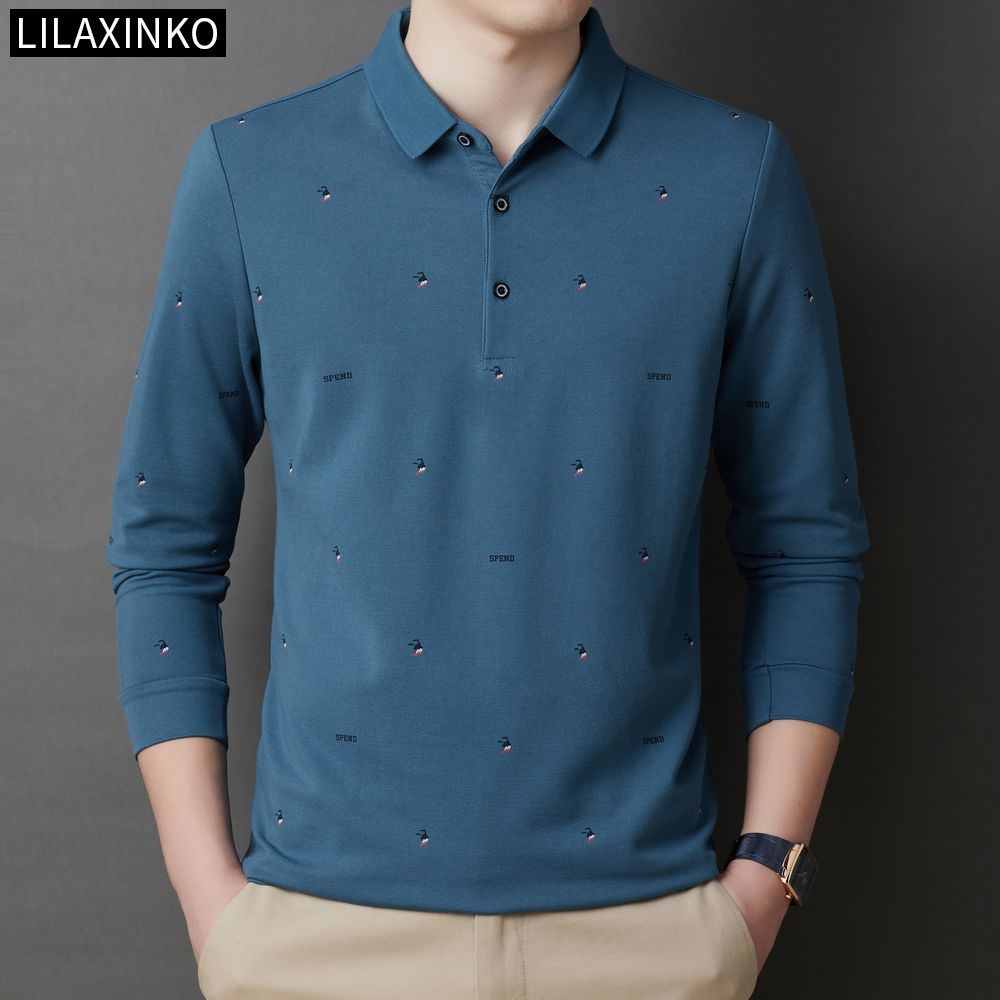 Áo Thun Polo Cotton Tay Dài In Chữ 5 Màu Thời Trang Thu Đông Dành Cho Nam