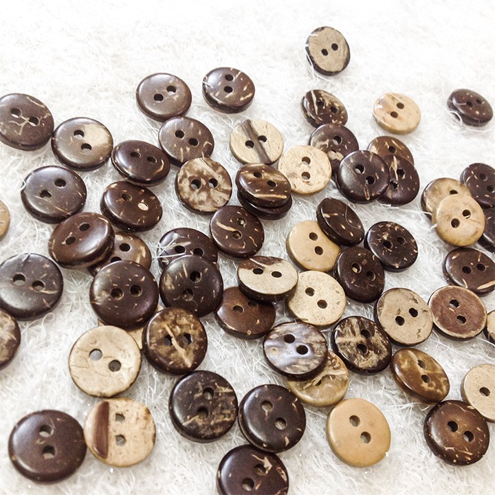 5 Nút áo gỗ khuy có vân size 1cm 1.1cm cúc đính kết áo trang trí dễ thương