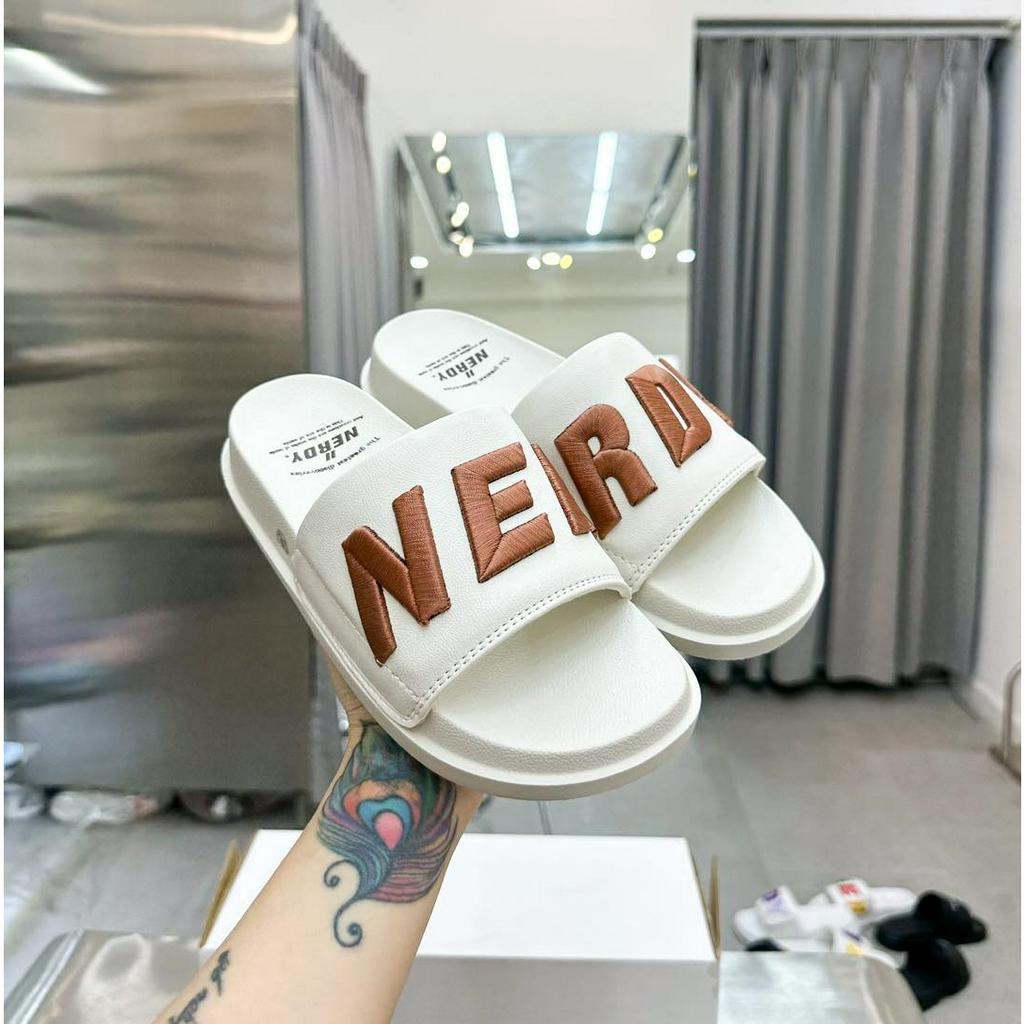 &quot;Rainbow Slide&quot;Dép nam nữ quai ngang in Nerdy mẫu mới siêu hót hàng ( Cao Cấp ) đế 4 phân . Chính Hãng kiểu dép Unisex