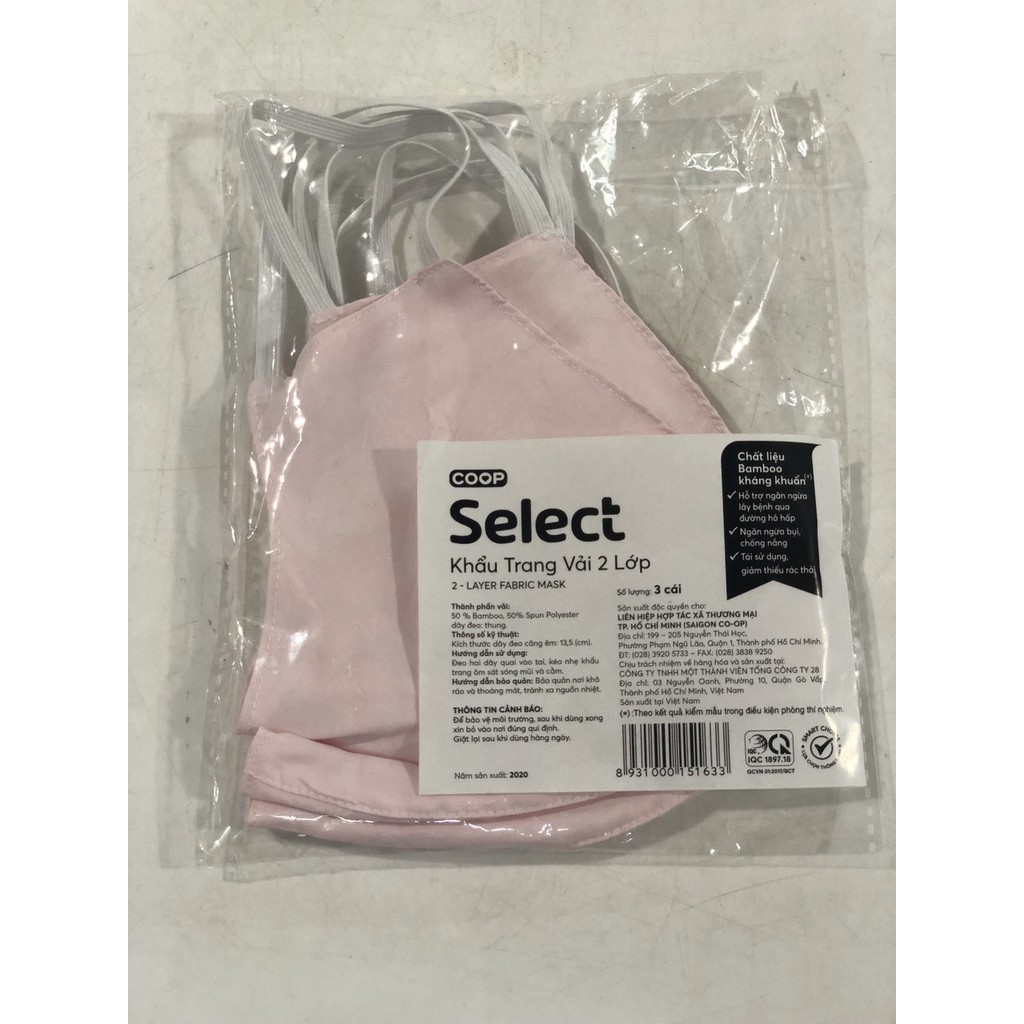 KHẨU TRANG VẢI 2 LỚP CO.OP SELECT ( 3 cái ) | BigBuy360 - bigbuy360.vn