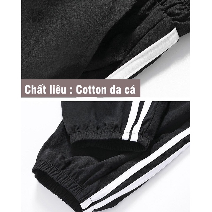 Quần Jogger 3 sọc ống rộng bo gấu, Quần thể thao nam nữ unisex chất nỉ da cá cao cấp 2 màu ALALA
