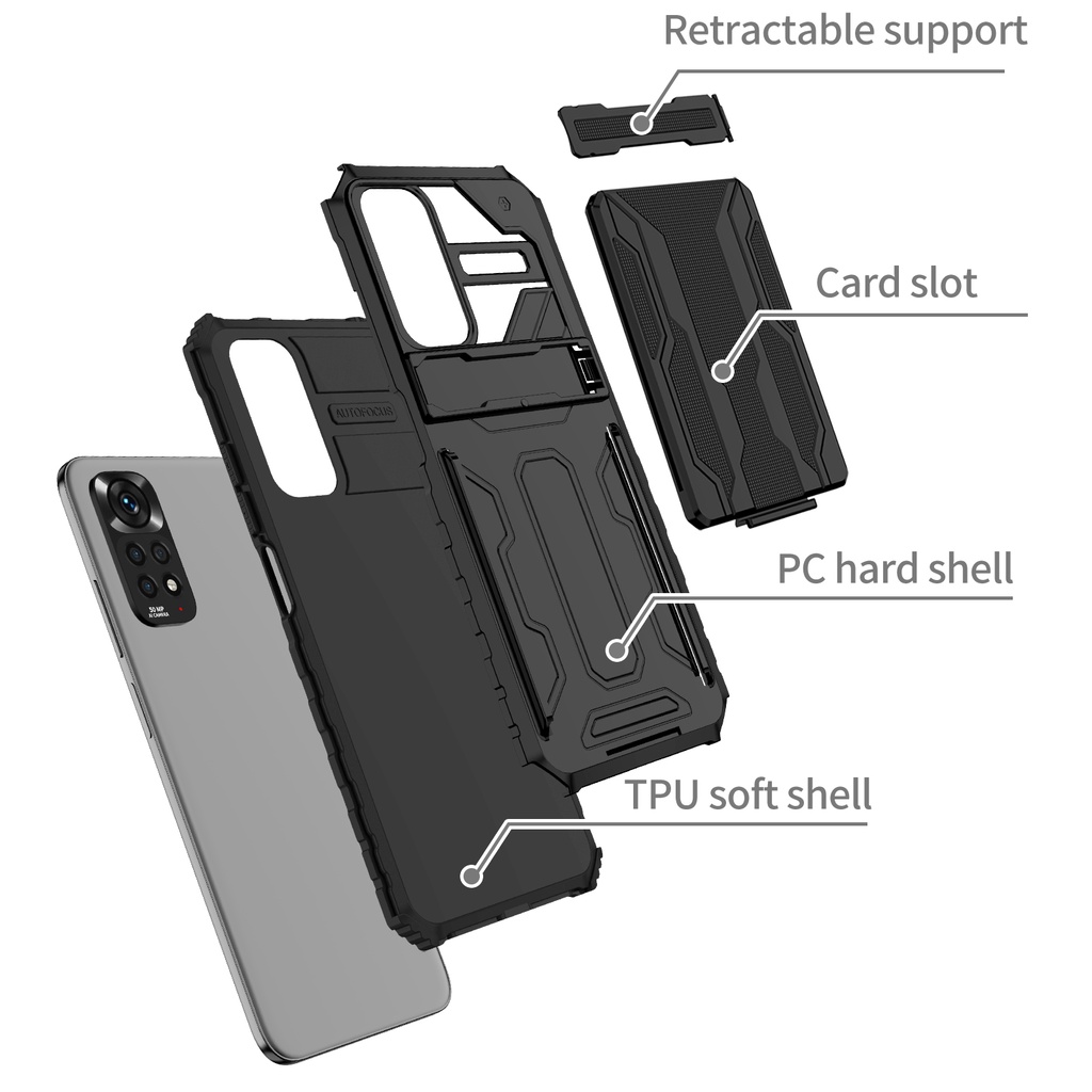 Ốp Điện Thoại Chống Sốc Có Ngăn Đựng Thẻ Cho Redmi Note 11 Pro Note 11S Note 10 Pro Note 10S 9C 9A 10A 9