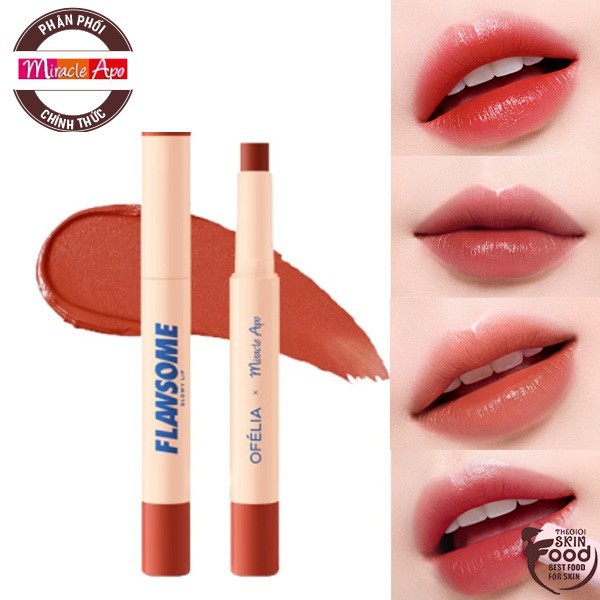 Son Tint Lì Dạng Thỏi Dưỡng Ẩm Cho Đôi Môi Căng Mọng Rạng Rỡ Miracle Apo x Ofélia Flawsome Glowy Lip 2g