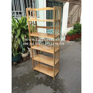 Kệ sách gỗ cao su 5 tầng 65cm miễn phí ship các quận hcm