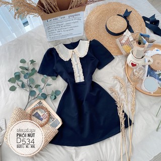 Bigsize Đầm cổ sen phối nút D534
