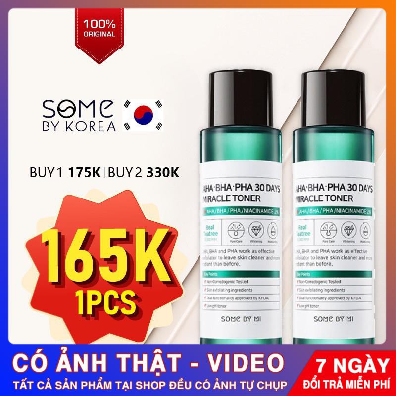 [CHÍNH HÃNG] Nước Hoa Hồng Giảm Mụn Some By Mi AHA-BHA-PHA 30 Days Miracle Toner Some By Me 150ml