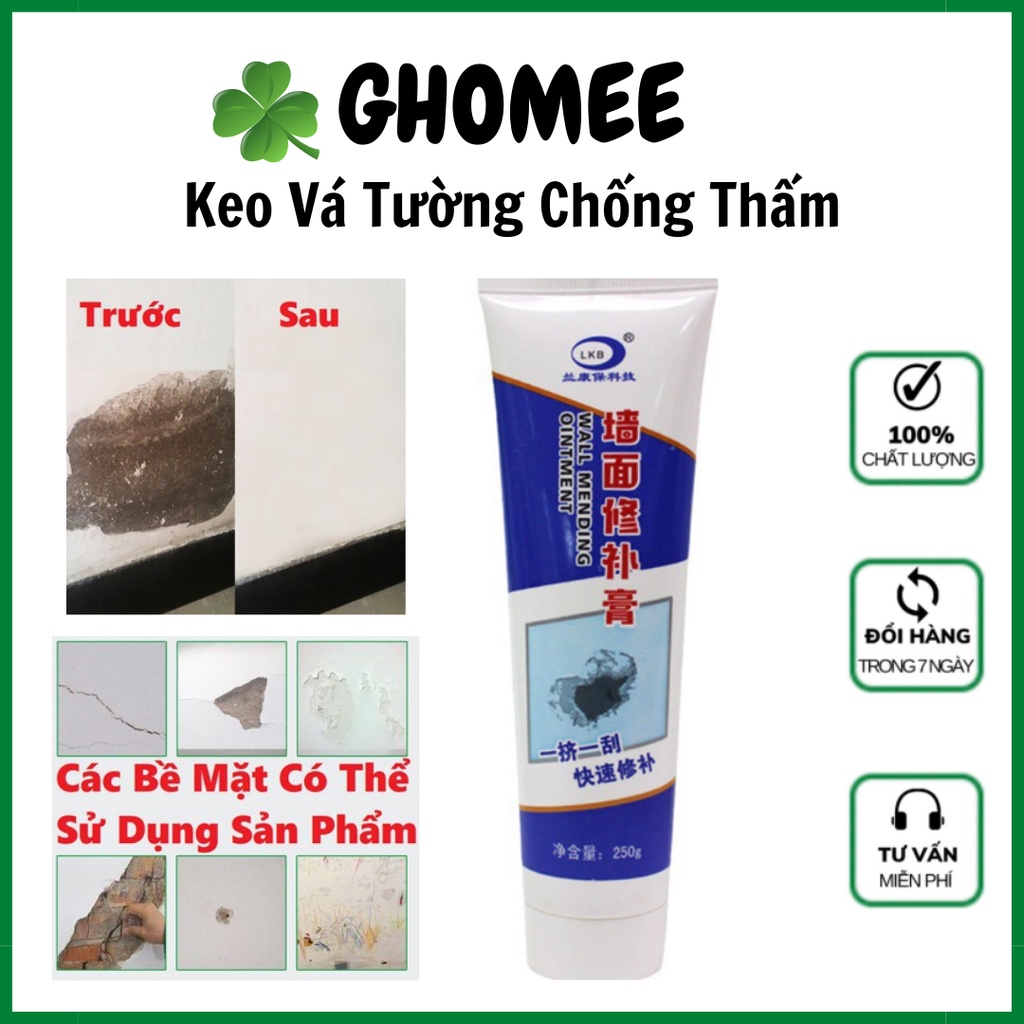 Keo Vá Tường Chống Thấm LKB 250gr - Trám Trét Vết Nứt Khe Hở Tường - Chống Mốc Ẩm Làm Sạch Tường - HÀNG CHÍNH HÃNG