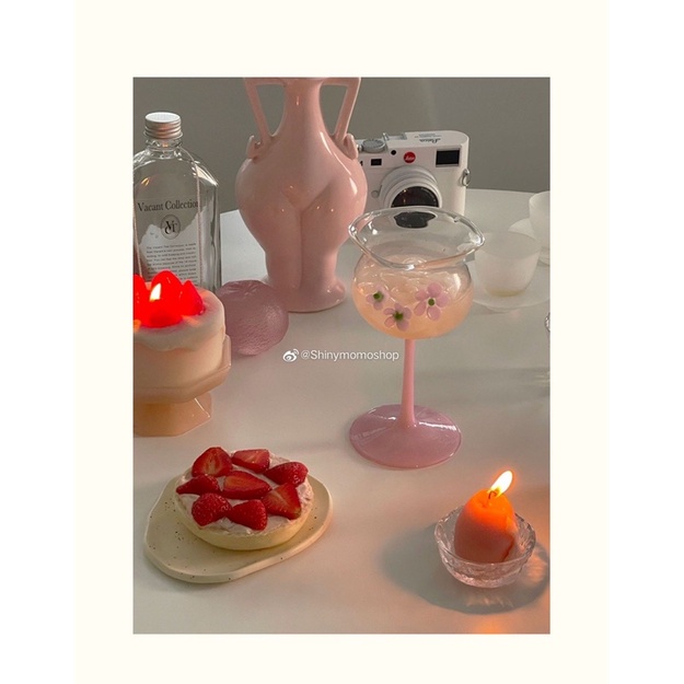 Ly thuỷ tinh màu hoa nhí phong cách ins siêu đẹp