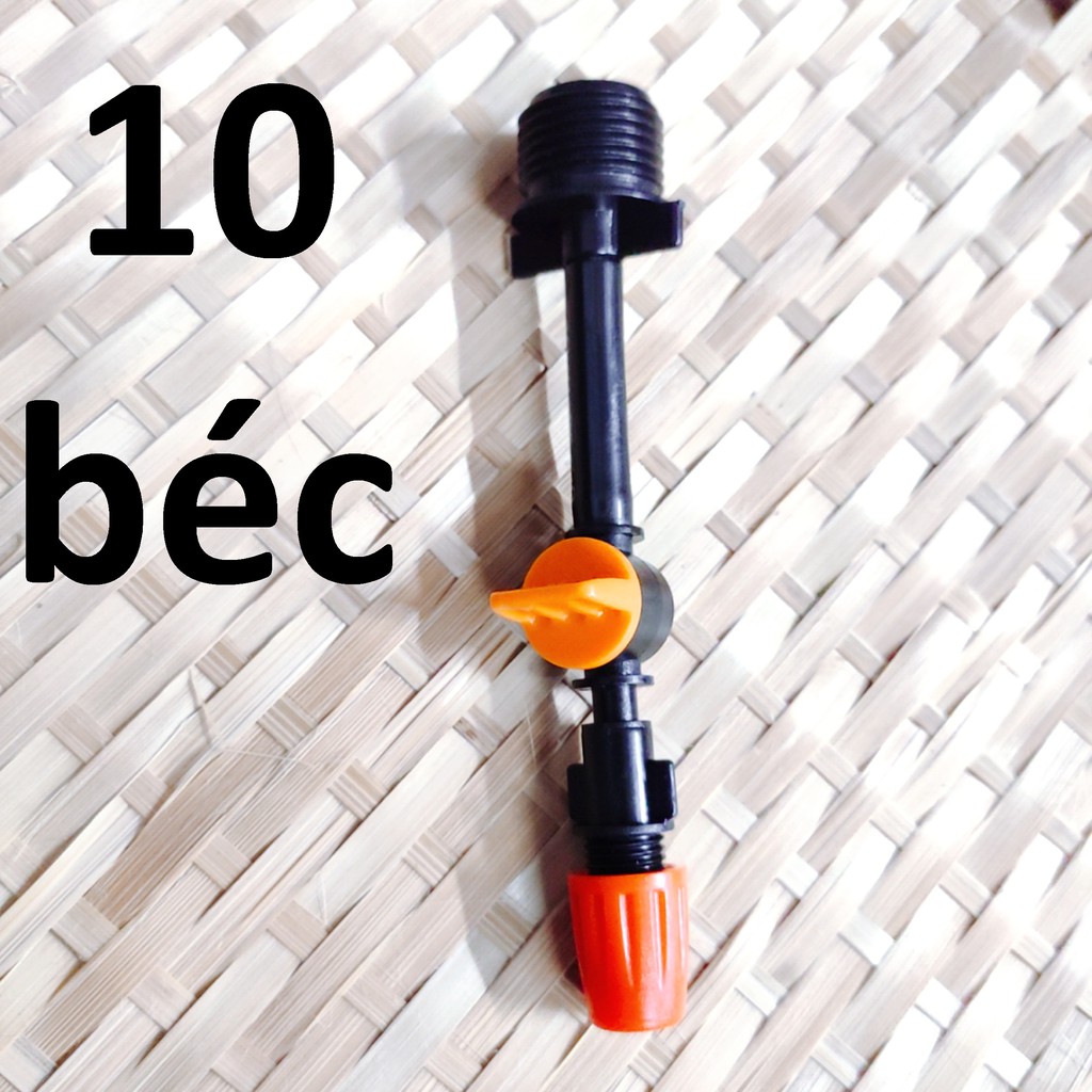 10 Béc tưới cây, phun sương 1 tia nhựa, có van khóa đầu béc, kết nối ren 21mm