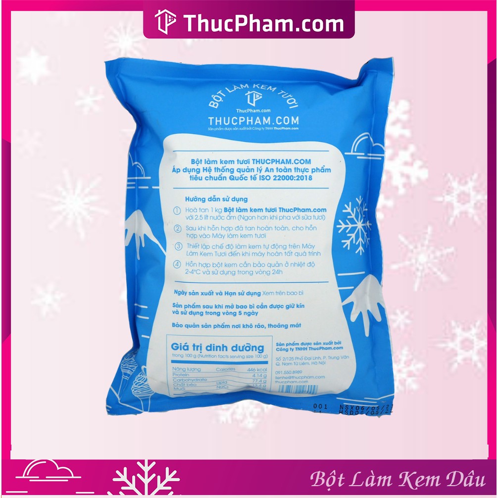 Bột Làm Kem Tươi THUCPHAM.COM Vị Dâu 1kg - Công Thức Độc Quyền Hương Vị Mới, Không Gắt, Không Hắc