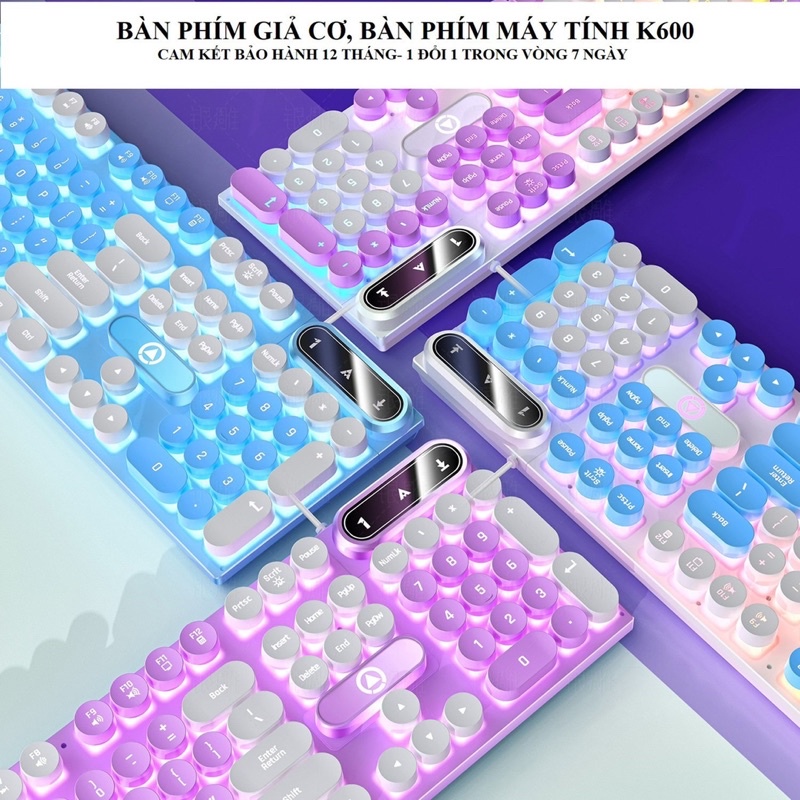 Bàn Phím Gaming, Bàn Phím Máy Tính Giả Cơ K600 Nhiều Màu Lựa Chọn, Có Led [Có Bảo hành]