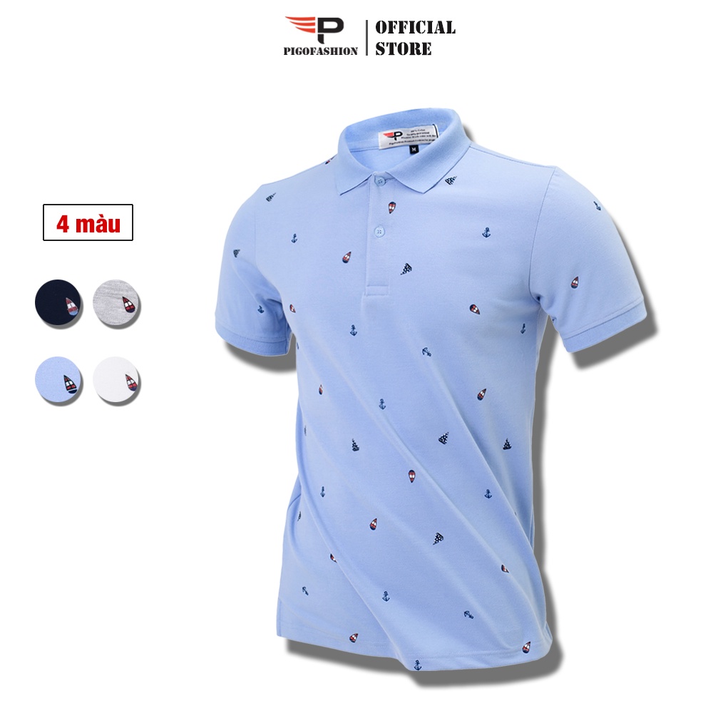 Áo thun cổ bẻ nam họa tiết in hình mỏ neo SPMAHT01 thoáng mát vải cá sấu, form rộng - PigoFashion