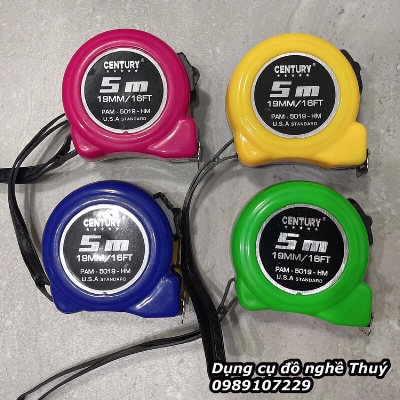Thước cuộn Century 5M 1 mặt NHIỀU MÀU