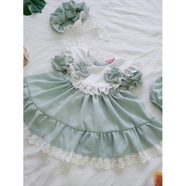 Đầm lolita xanh công chúa❤️ FREESHIP ❤️ Váy trẻ em thiết kế độc đáo(kèm mũ,chip) size ss - 16kg