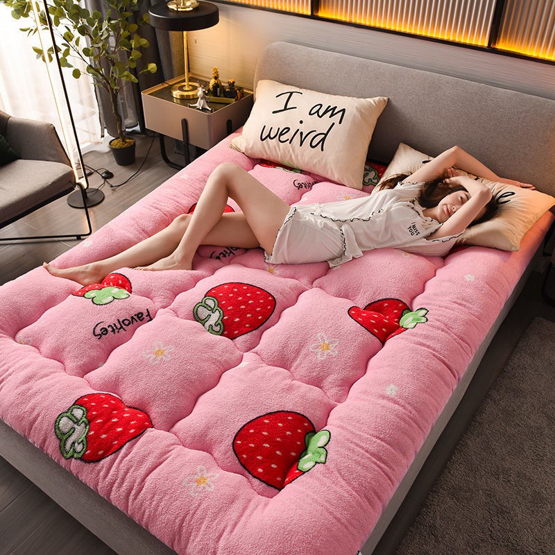 mẫu mới năm 2021┇۩len cừu dày Nệm ấm, đệm giường đôi, trải chiếu tatami 1,8m, người độc thân ở ký túc xá vào mùa