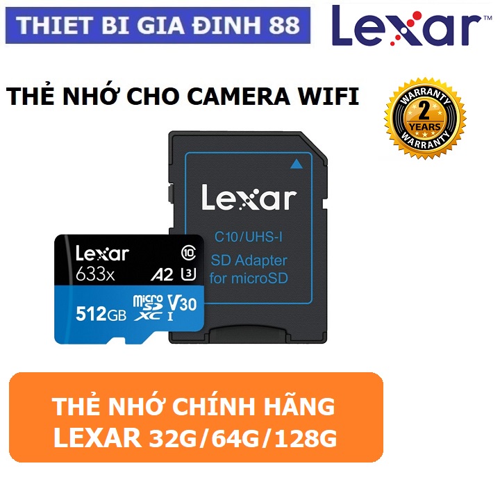 Thẻ nhớ Chuyên Dụng Cho Camera  LEXAR  32G 64G 128G 256G 100MB/s - rất phù hợp lắp camera Wifi IP
