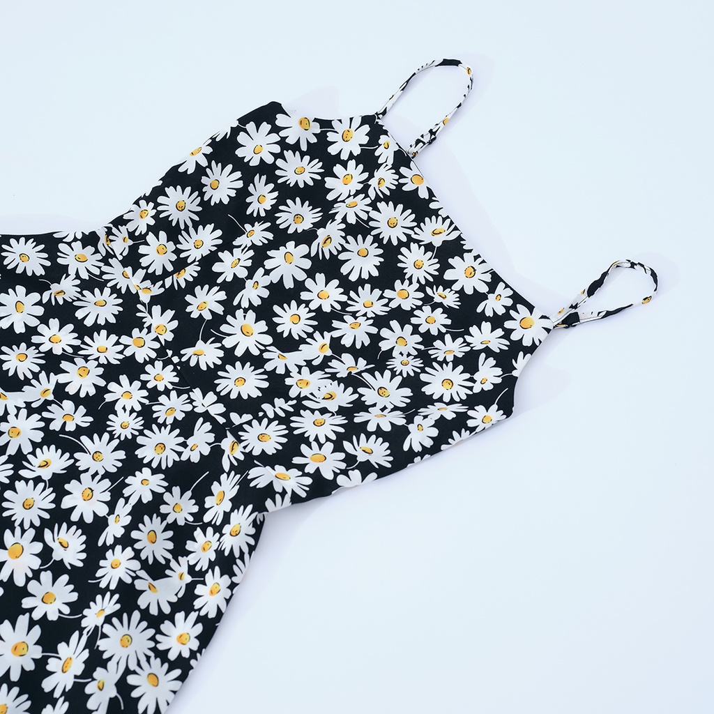 Váy hoa nhí 2 dây, đầm maxi hoa nhí HECCI hai dây hoa cúc dáng xòe nữ tính V326