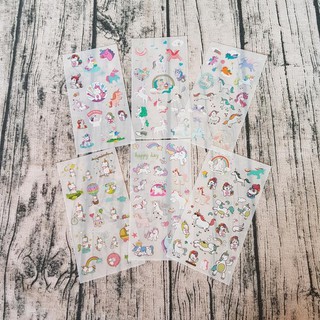HCM - Bộ 6 tấm dán Sticker ngựa Unicorn Happy Day xinh xắn dễ thương trang trí tập vở điện thoại