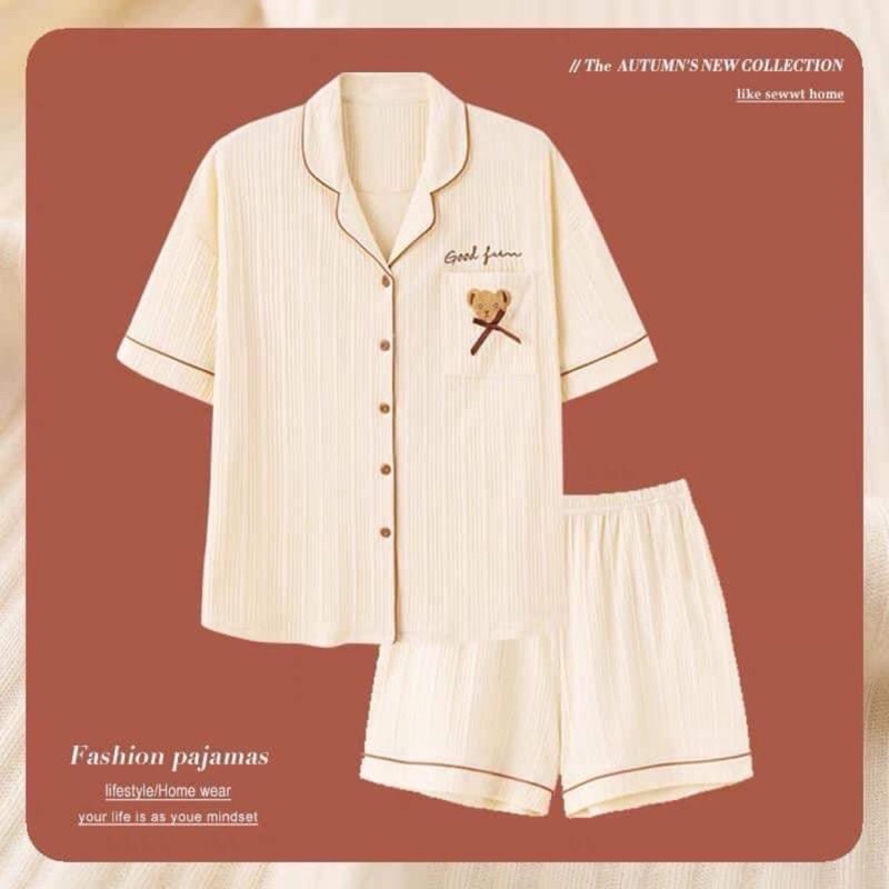 Bộ ngủ pijama ngắn tay có cổ Aimee closet