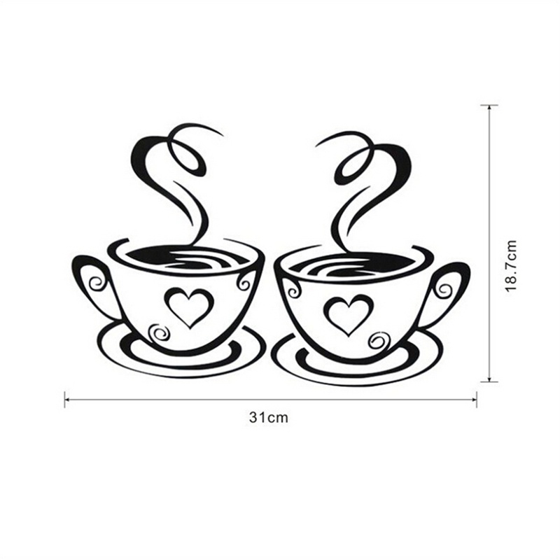 Miếng Dán Tường Trang Trí Hình Tách Cà Phê / Trà Nghệ Thuật Cho Nhà Bếp / Nhà Hàng