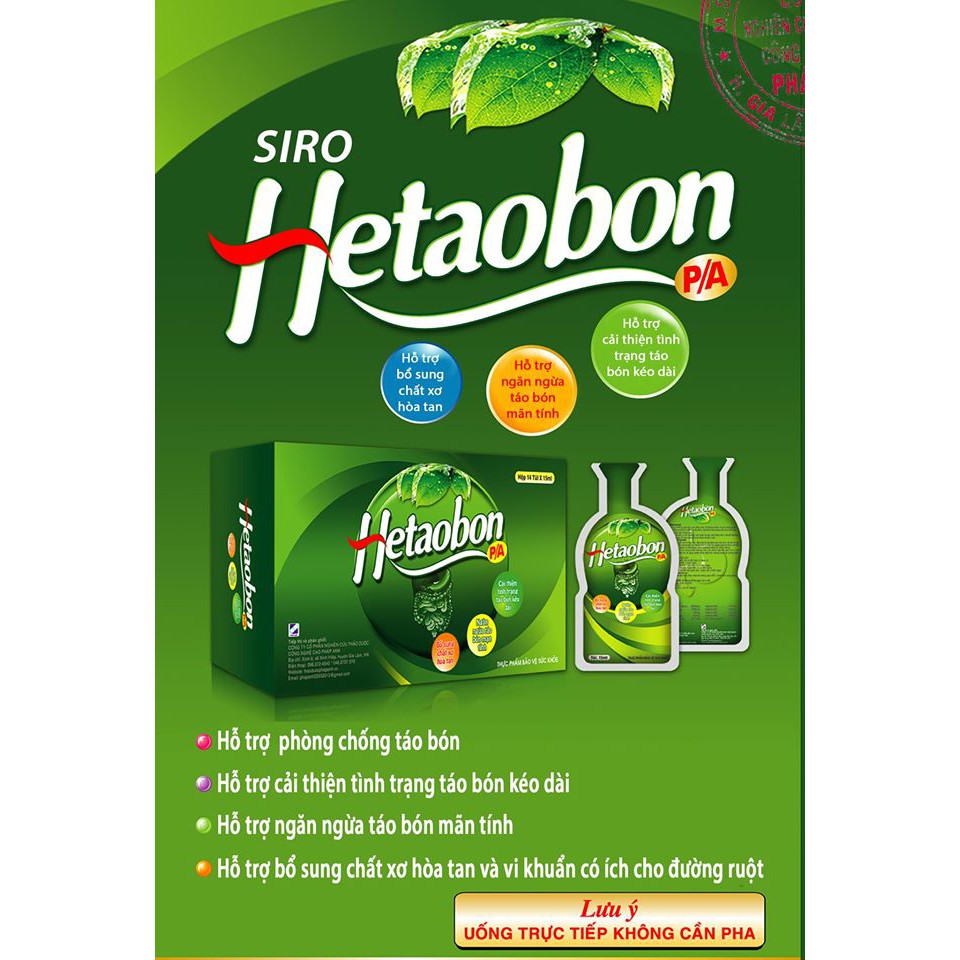 Dung dịch uống bổ sung chất xơ tạm biệt táo bón HETAOBON - Hộp 14 túi