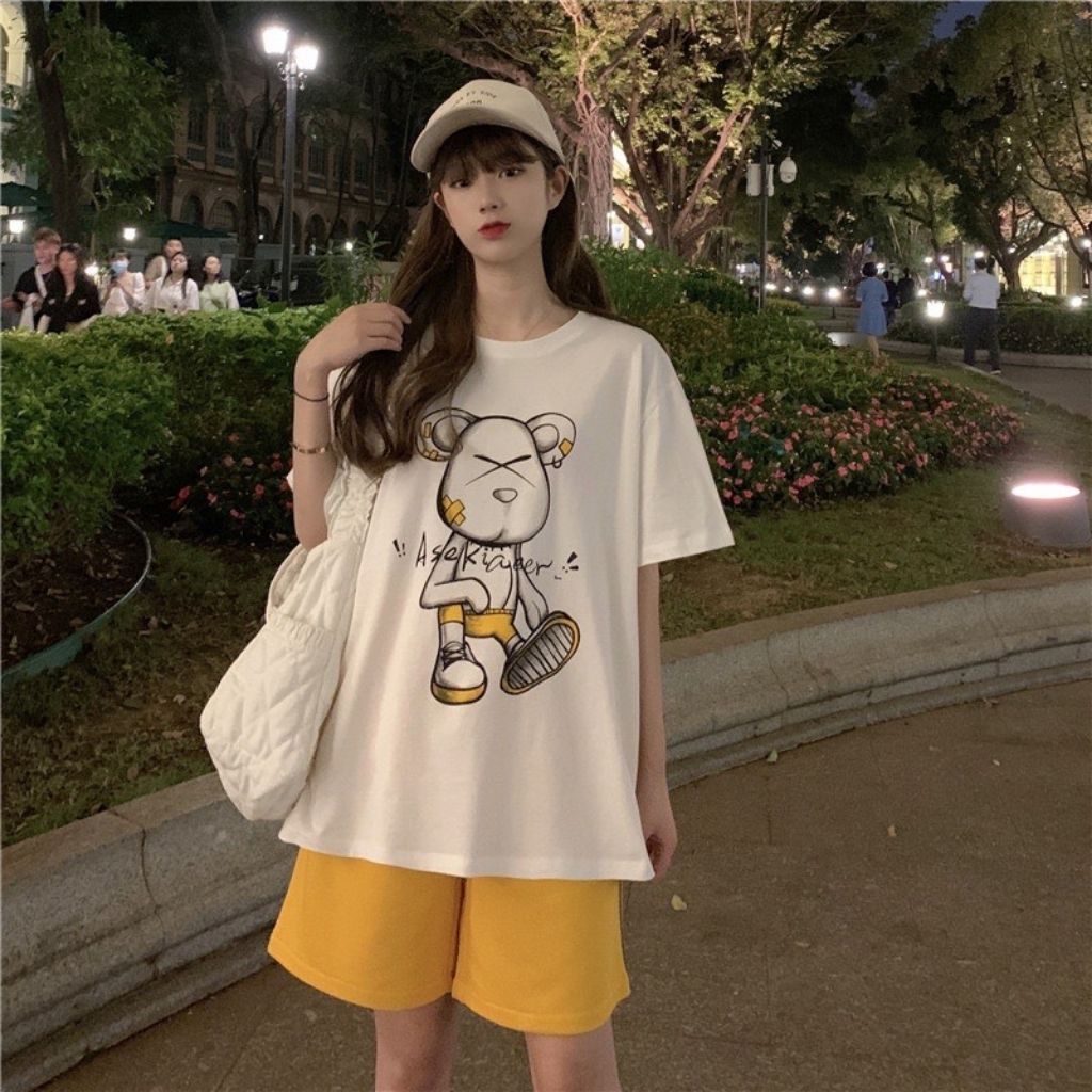 Đồ mặc nhà nữ bigsize đẹp thể thao quần đùi thun cotton dễ thương mùa hè đi chơi ngủ trung niên ESHOP AD14