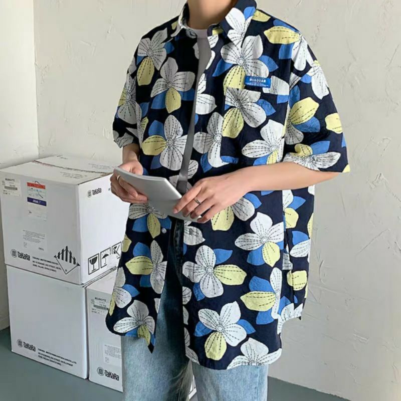 Áo Sơ Mi Tay Ngắn Unisex Cổ Bẻ Phông Cách Hàn Quốc Freesize