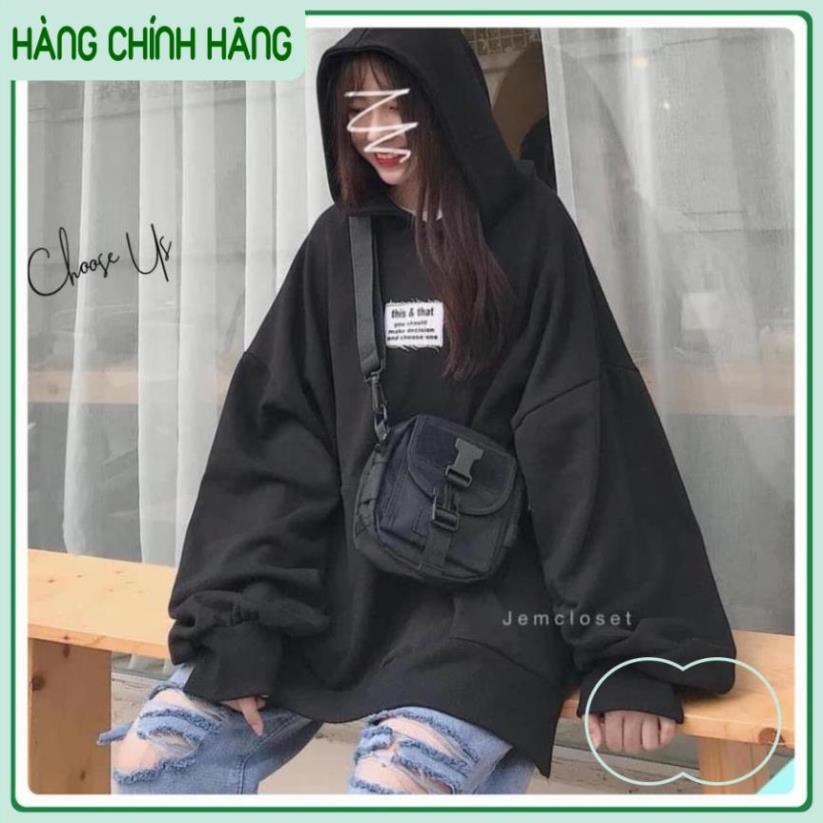 Áo Hoodie Nam Nữ Nỉ LOGO Màu Đen Basic Form Rộng Ullzang | BigBuy360 - bigbuy360.vn