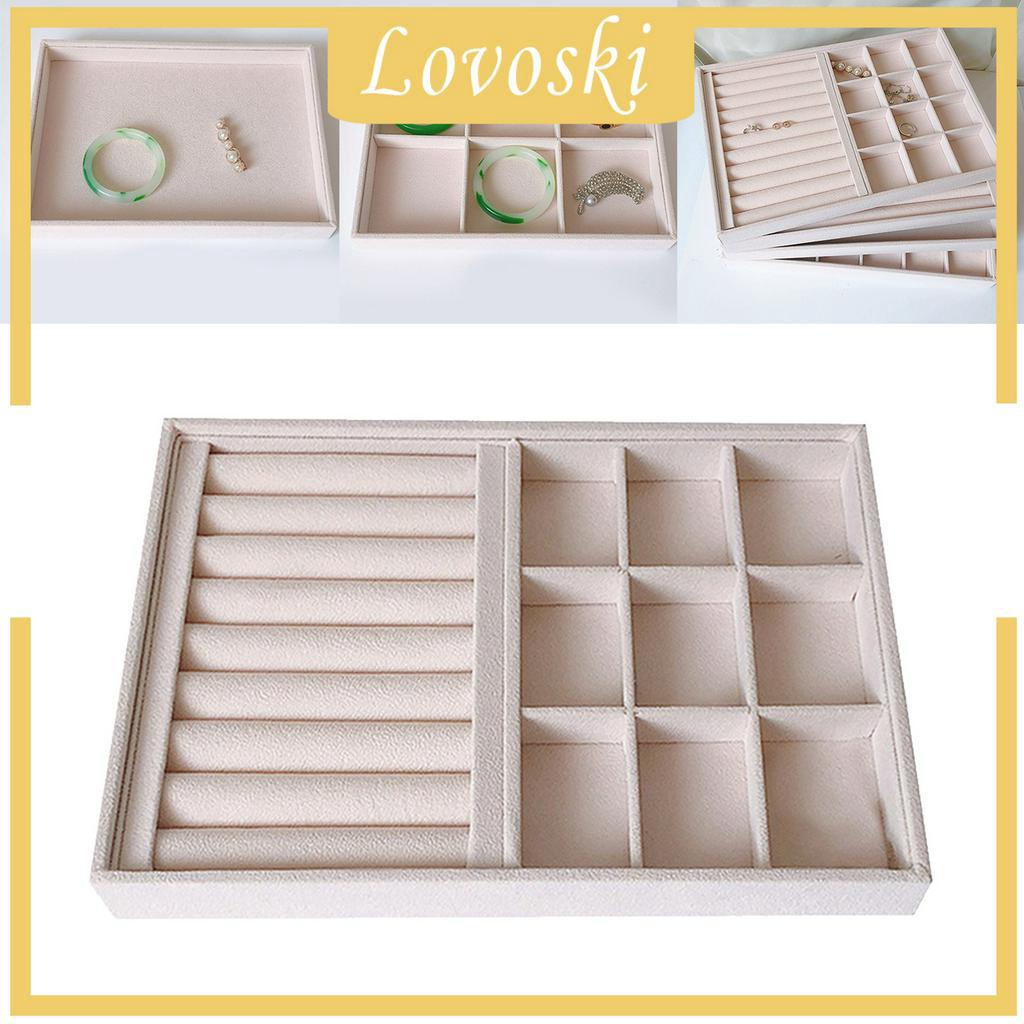 [Lovoski] Khay Nhung Màu Be Trưng Bày Trang Sức / Bông Tai / Nhẫn