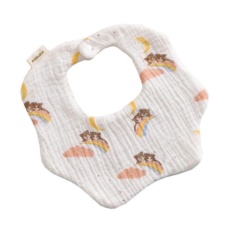 Yếm Ăn Vải Gạc 6 Lớp Xoay 360 Độ Hình Cánh Hoa Muslin Dành Cho Bé Sơ Sinh