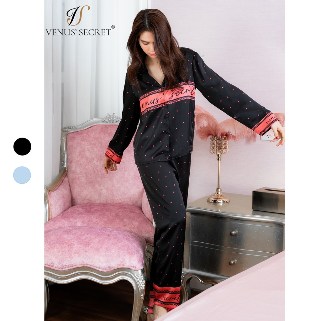 Bộ đồ ngủ Pijama lụa cao cấp in chữ VENUSSECRET
