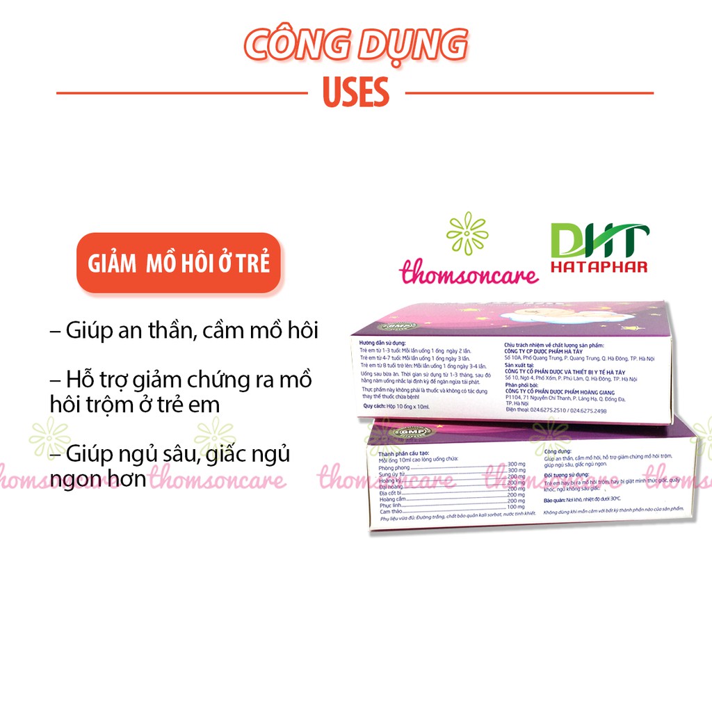 Giảm mồ hôi trộm cho bé - Defolim hộp 10 ống siro từ thảo dược - giúp bé ngủ ngon, hết quấy khóc đêm