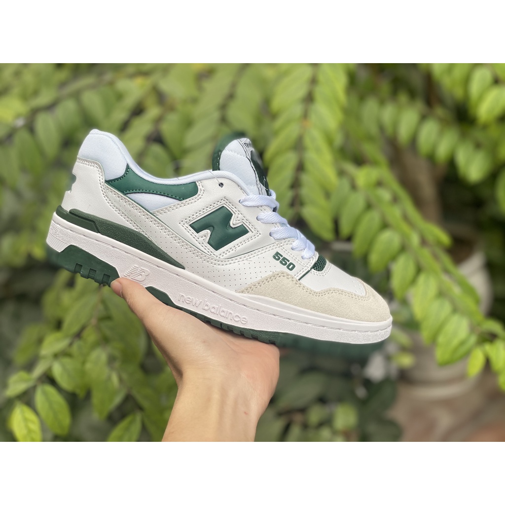 Giày Sneaker NB 550 White Green Cao Cấp Fullbox, Giày thể thao nam nữ newbalance 550 trắng xanh hot trend 2021