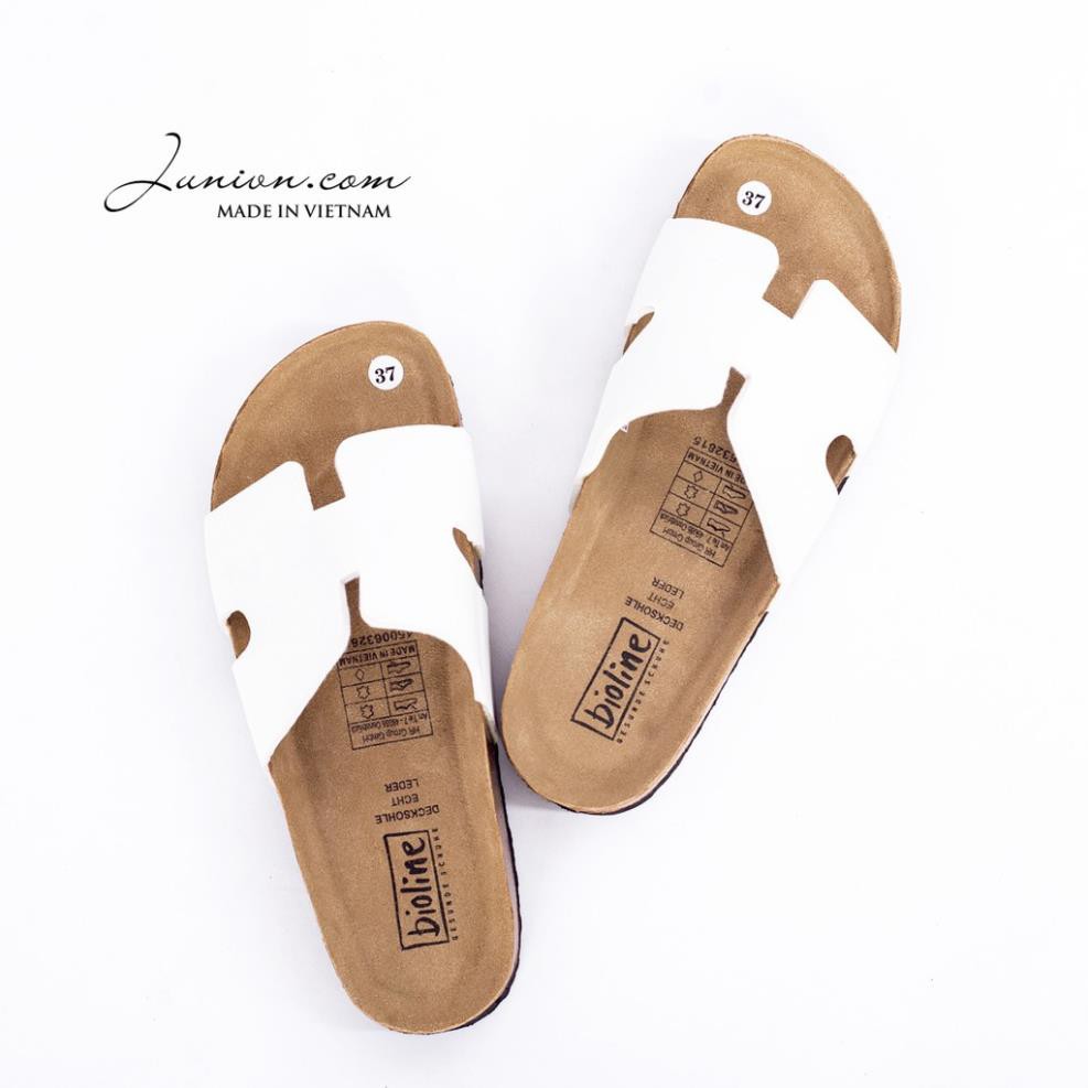 Dép sandal chống nước chữ H nam nữ, da PU cao cấp, đế trấu chính hãng Bioline Birken - PU04