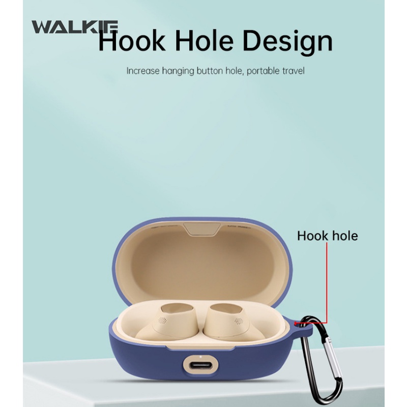 Vỏ bảo vệ hộp sạc tai nghe Bluetooth Jabra Elite 7 Pro bằng silicon mềm chống rơi kèm móc